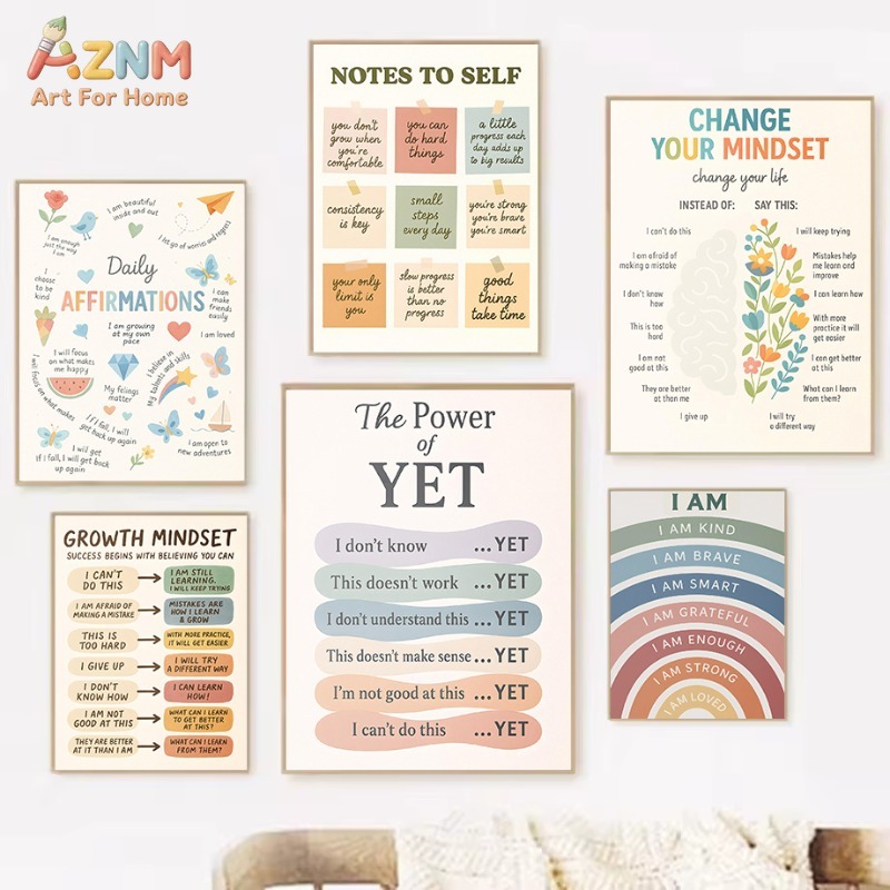 AZNM Soft Pastel Growth Mindse - Kids Education Motivation review and price