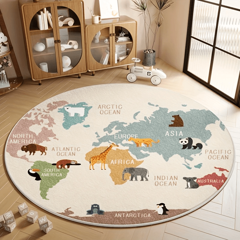 Kids World Map Rug Plush Play  - Kids Education Nursery review and price